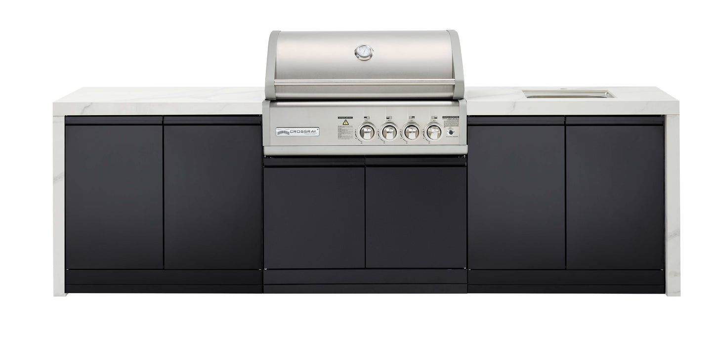 Crossray 4-Burner Premium White Outdoor Kitchen