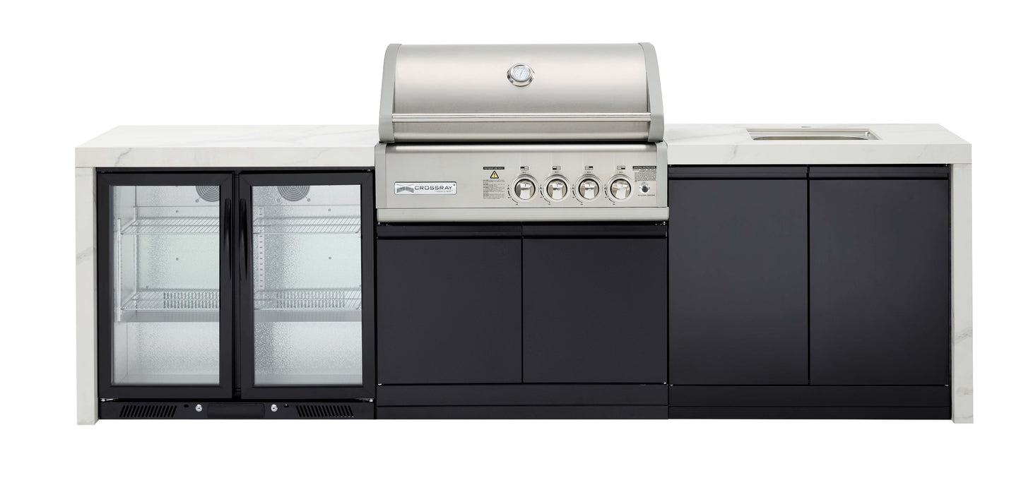 Crossray 4-Burner Premium White Outdoor Kitchen