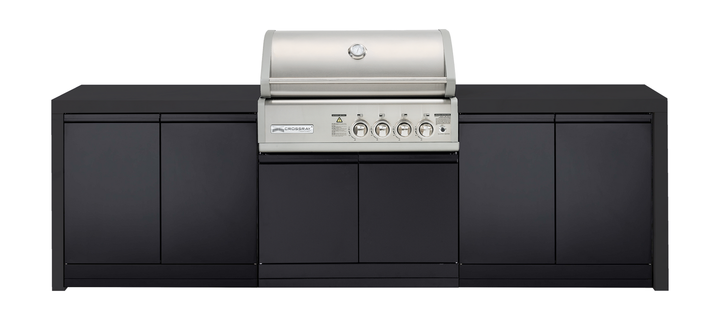 Crossray 4-Burner Premium Black Outdoor Kitchen