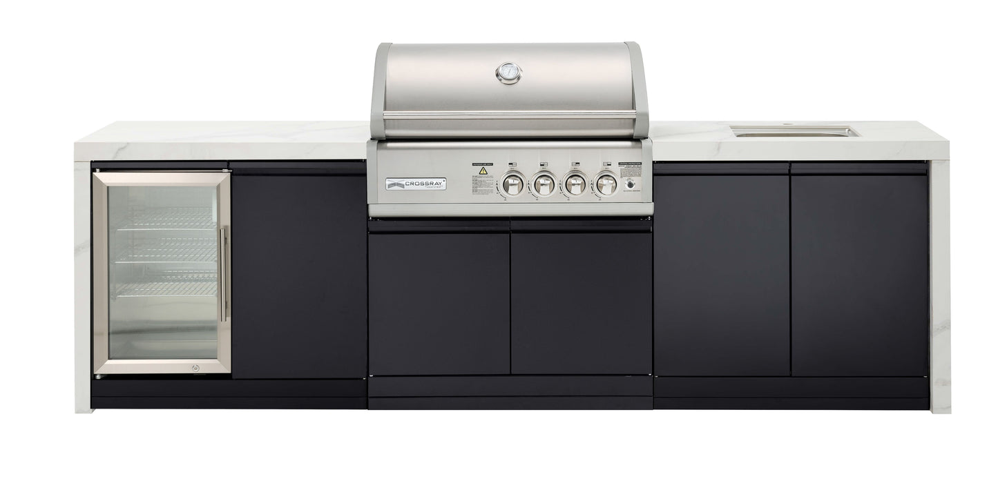 Crossray 4-Burner Premium White Outdoor Kitchen
