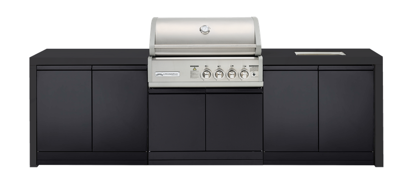 Crossray 4-Burner Premium Black Outdoor Kitchen