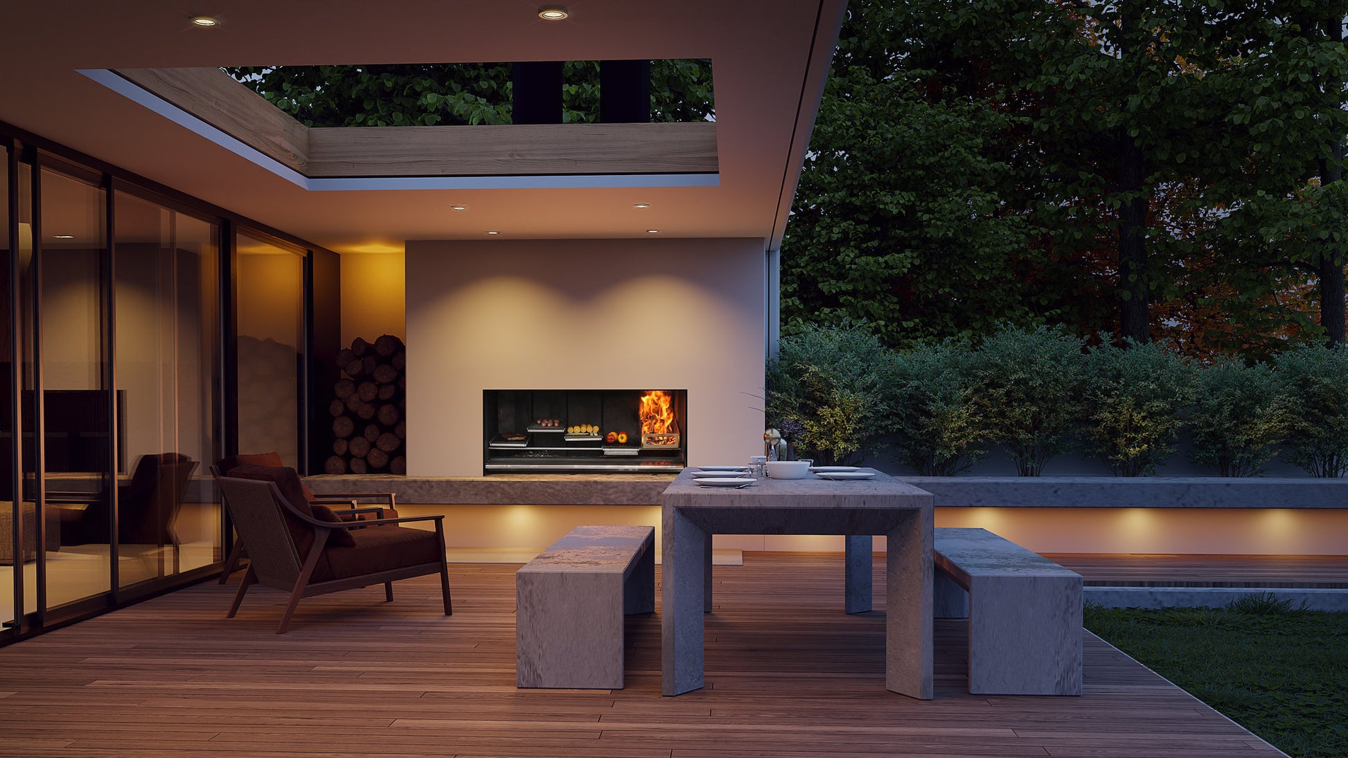 Escea EK1550 Outdoor Fireplace Kitchen
