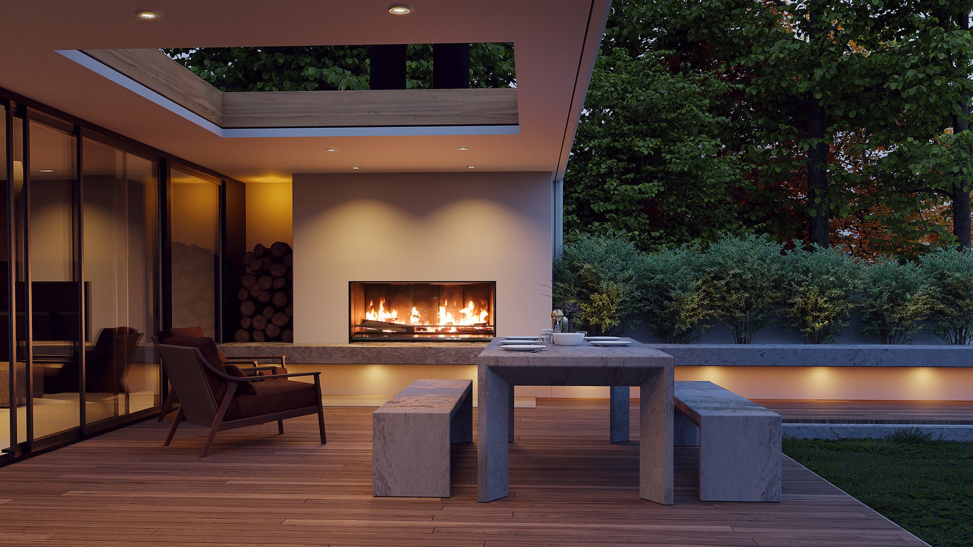 Escea EK1550 Outdoor Fireplace Kitchen