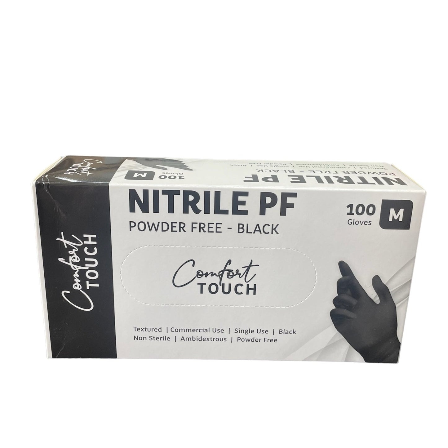 Comfort Touch Black Nitrile Gloves - 100 Pack