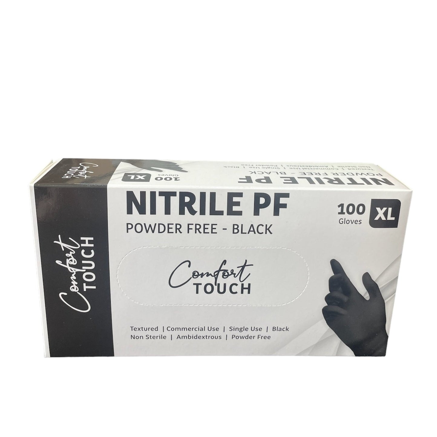 Comfort Touch Black Nitrile Gloves - 100 Pack