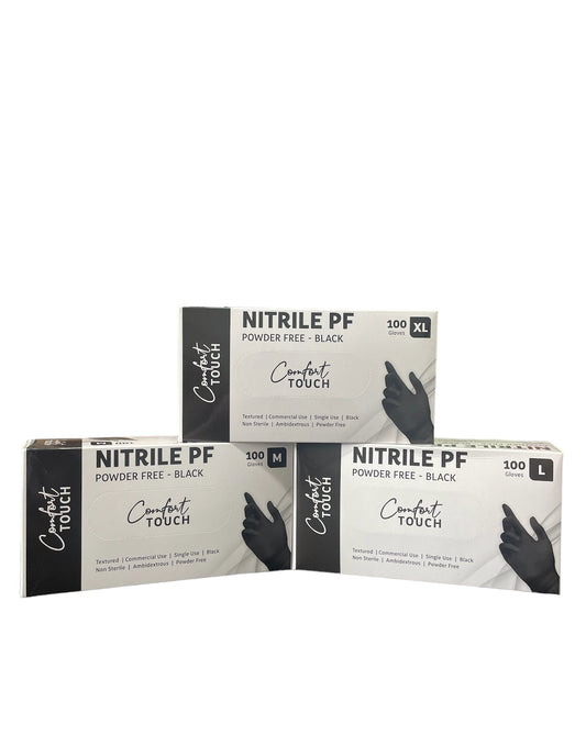 Comfort Touch Black Nitrile Gloves - 100 Pack