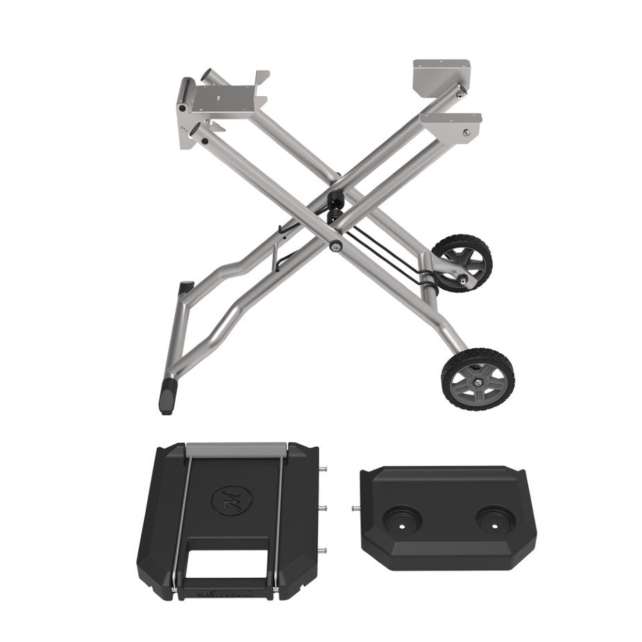 MasterBuilt Portable Charcoal Grill Quick Collapse Cart with Side Shelves