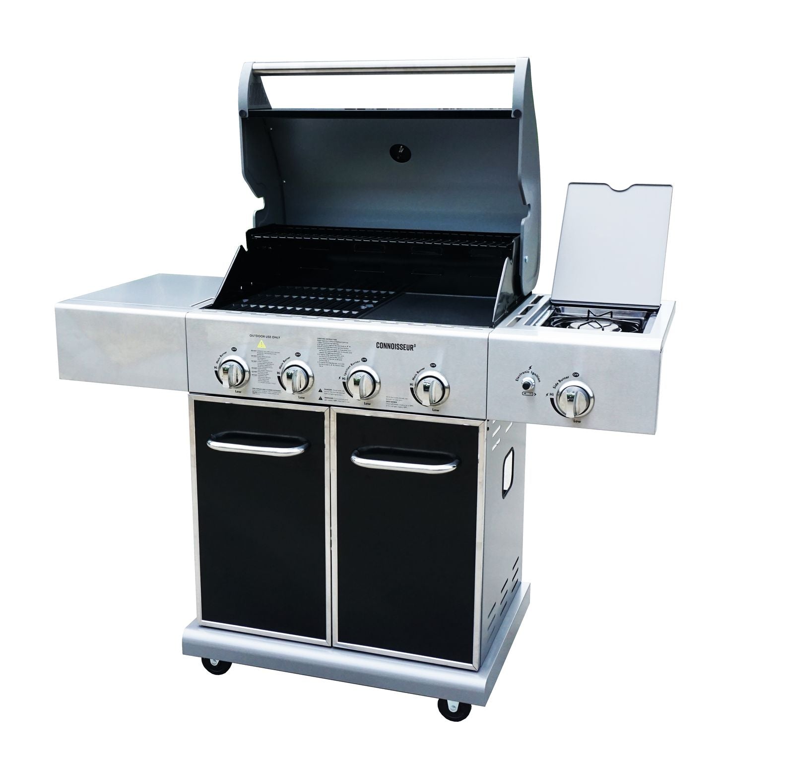 Connoisseur 4 Burner Gas BBQ With Side Burner Heating Marlborough and The BBQ Hub