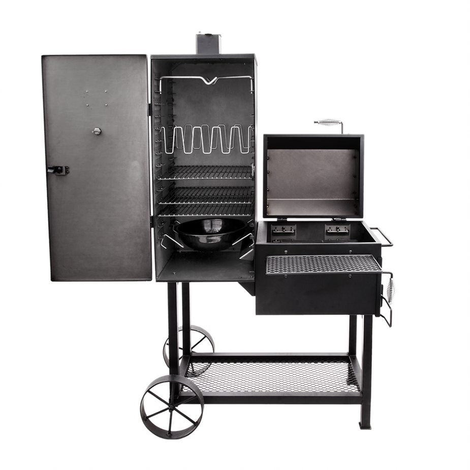 Oklahoma Joe Bandera Vertical Offset Smoker Heating Marlborough and The BBQ Hub