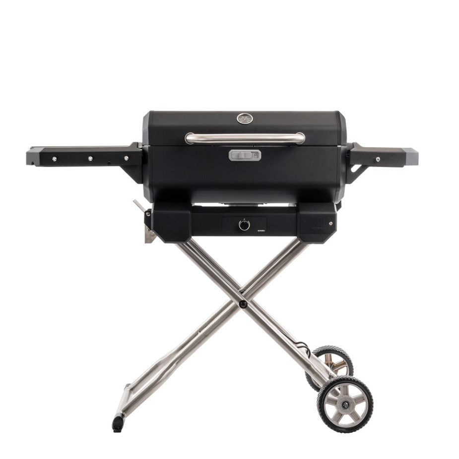 MasterBuilt Portable Charcoal Grill Quick Collapse Cart with Side Shelves