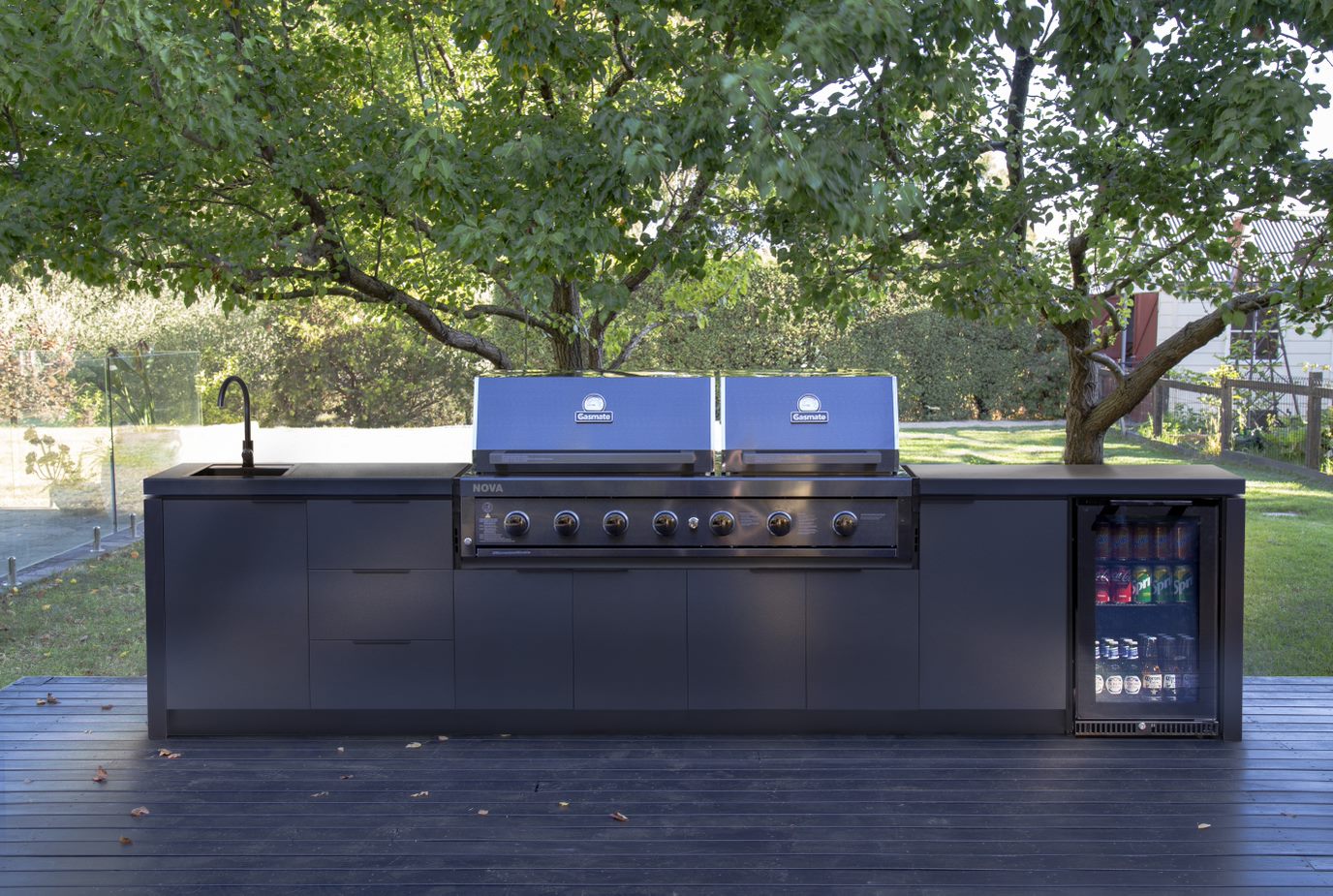 Gasmate Nova Graphite Twin Hood Built-In Gas BBQ - 6 Burner