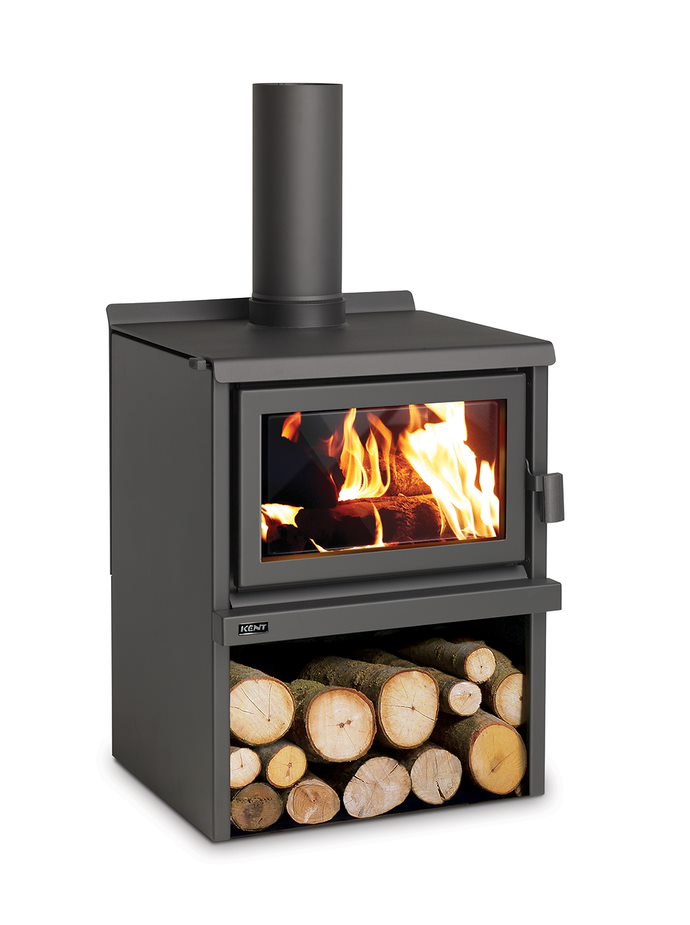 Kent Murchison Freestanding Woodbox Fire