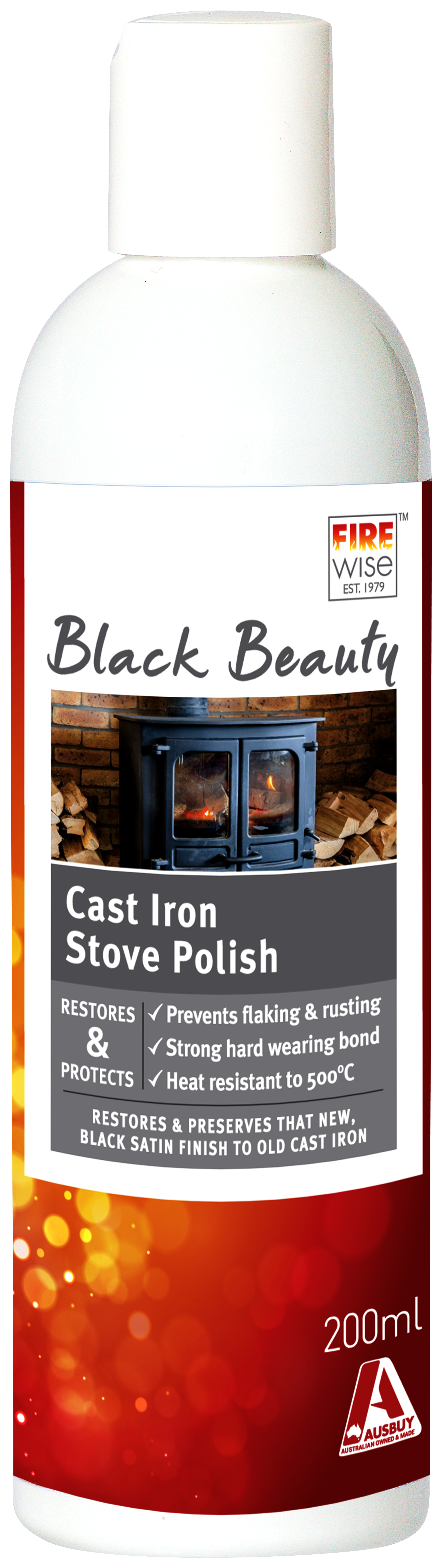 Firewise Black Beauty Cast Iron Stove Polish - 200ml