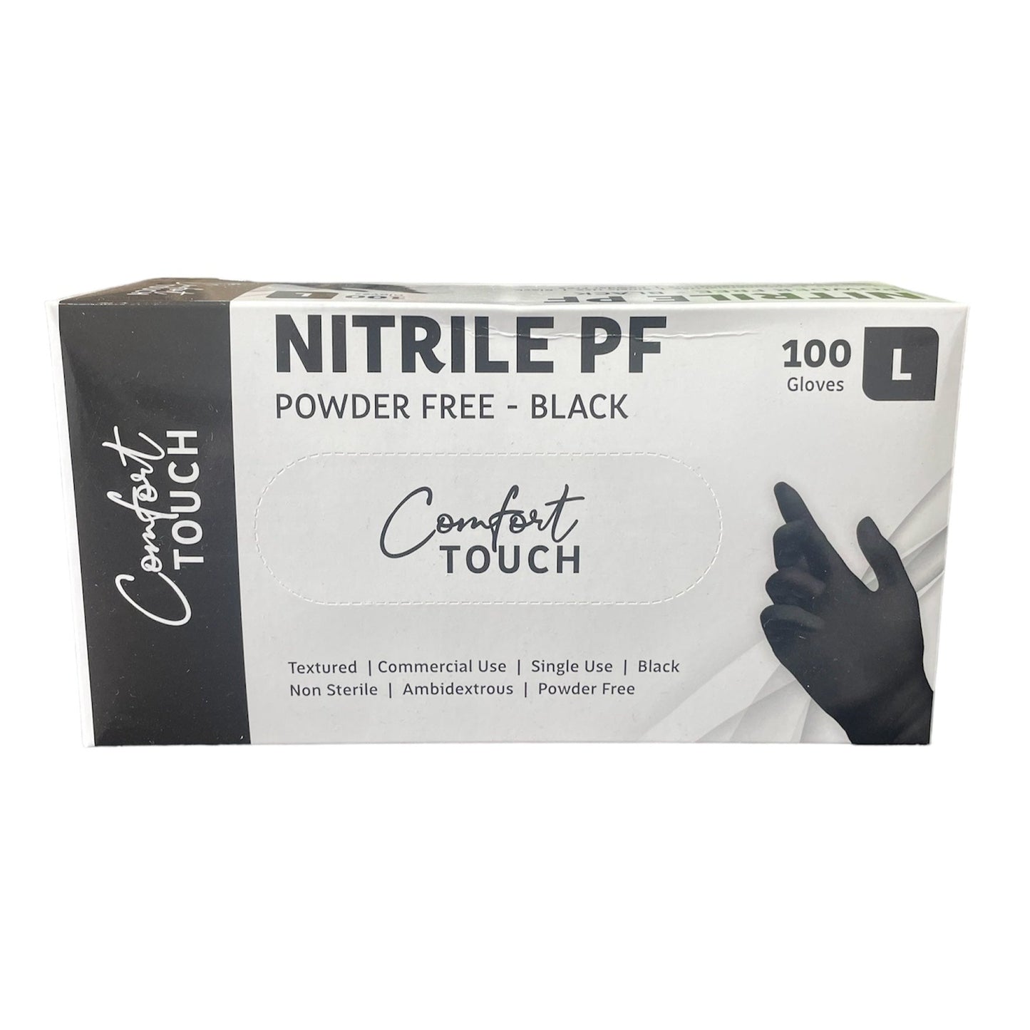 Comfort Touch Black Nitrile Gloves - 100 Pack