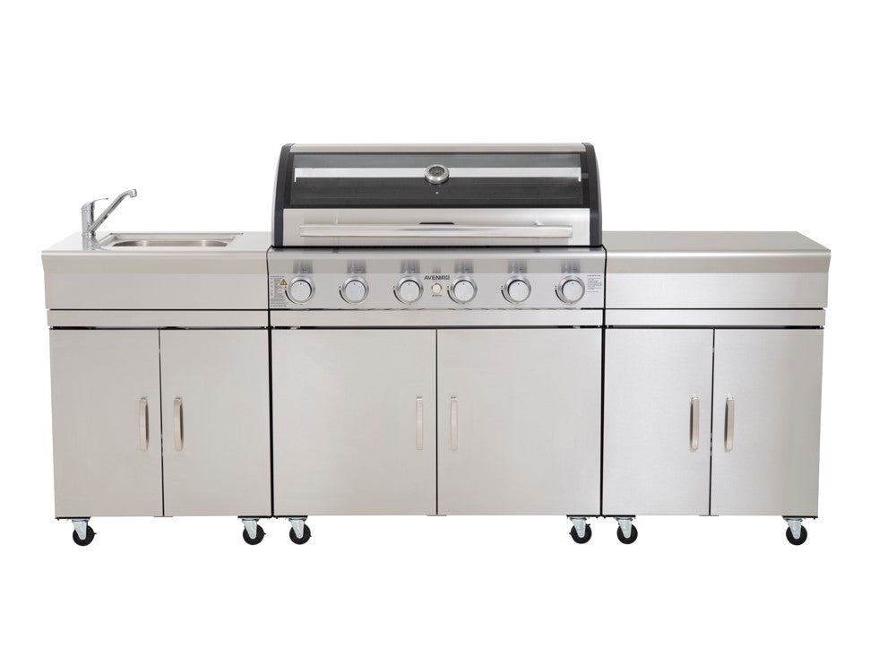 Gasmate Avenir 6 Burner BBQ Kitchen - Stainless Steel